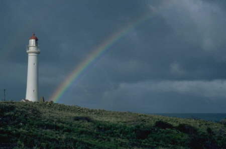Lighthouse with Rainbow