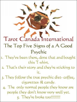Tarot Canada Top 5 Signs of A Good Psychic T-Shirt