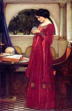 John William Waterhouse, Oil Painting 1902, The Crystal Ball