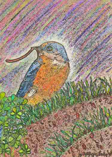 Bird with Worm by Cheryl Lynne Bradley, all rights reserved